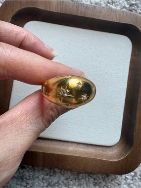 Julie Vos Gold Starburst Dome Ring with Sparkling Accents